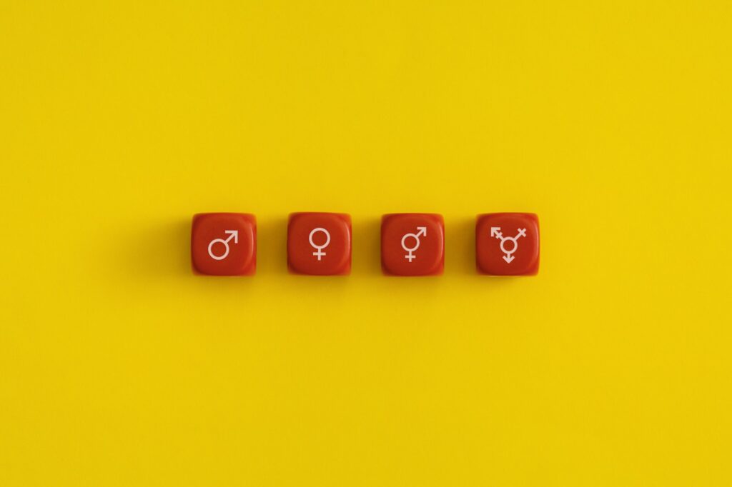 Gender and sexual identity on a red cubes