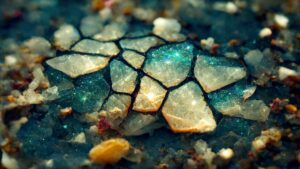 Close-up view background of the cracked gemstones underwater - Digital Generate Image