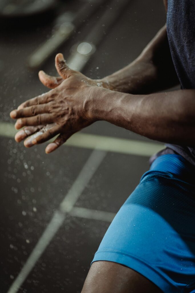 Athletic man hiding anxiety
